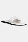 Calvin Klein šľapky dámske kožené FLAT SANDAL THONG LTH