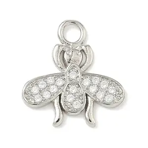 Brass Micro Pave Clear Cubic Zirconia Pendants