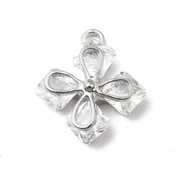 Brass Micro Pave Clear Cubic Zirconia Pendants