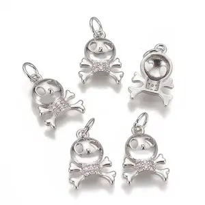 Brass Micro Pave Cubic Zirconia Charms