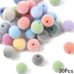 30Pcs Flocky Opaque Acrylic Beads