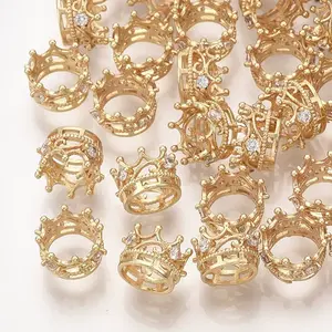 Brass with Cubic Zirconia European Beads