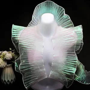 Polyester Gradient Pleated Lotus Leaf Lace Fabric