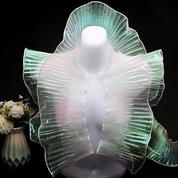 Polyester Gradient Pleated Lotus Leaf Lace Fabric