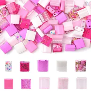100Pcs 10 Styles 2-Hole Drawbench Glass Seed Beads