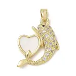 Brass Pave Clear Cubic Zirconia & Shell Pendants