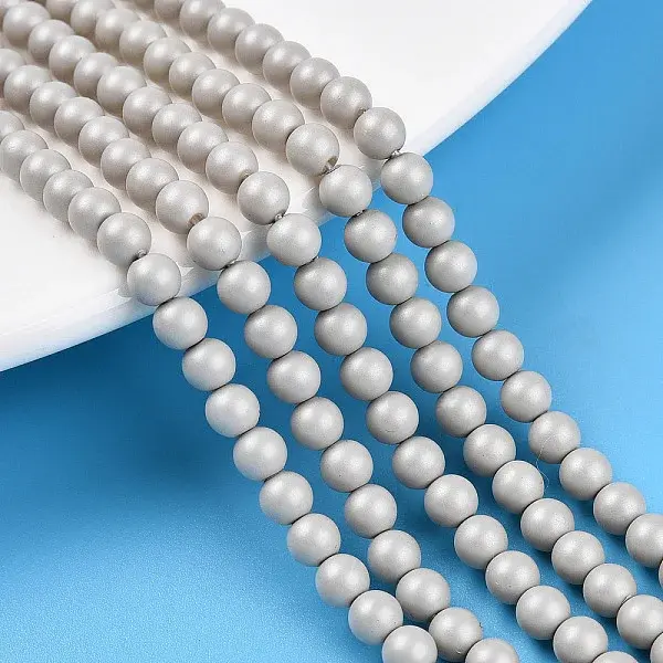Baking Paint Pearlized Glass Pearl Bead Strands