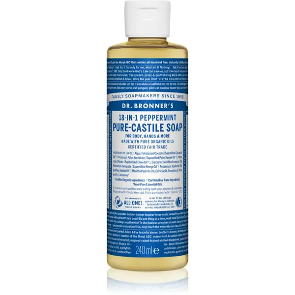 Dr. Bronner’s Peppermint tekuté univerzální mýdlo 240 ml