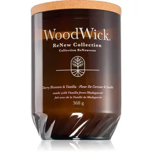 Woodwick Renew Cherry Blossom & Vanilla vonná svíčka s dřevěným knotem 368 g