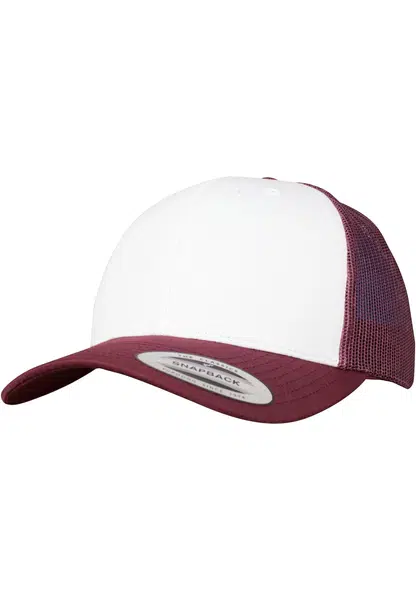Retro kamionistická šiltovka farebná predná časť bordová/biela/gaštanová