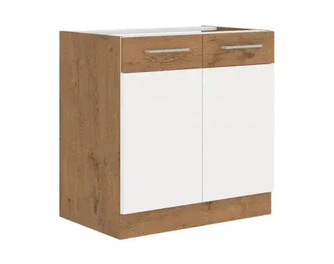 Kuchynská drezová skrinka Vigo, dub lancelot / biely lesk, šírka 80 cm%