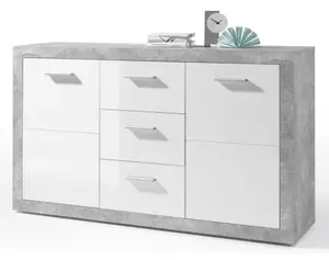 Komoda Stone 147 cm, betón/biela%