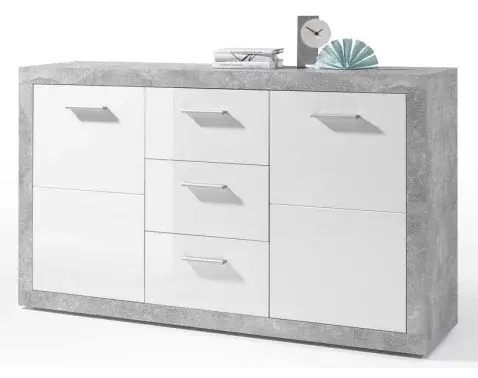Komoda Stone 147 cm, betón/biela%