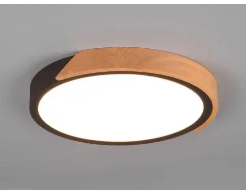 Stropné LED osvetlenie Jano 31 cm,drevo/čierny kov, okrúhle%