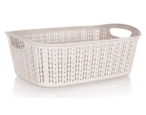 Úložný košík 3 l, krémový, ratanový vzhľad%