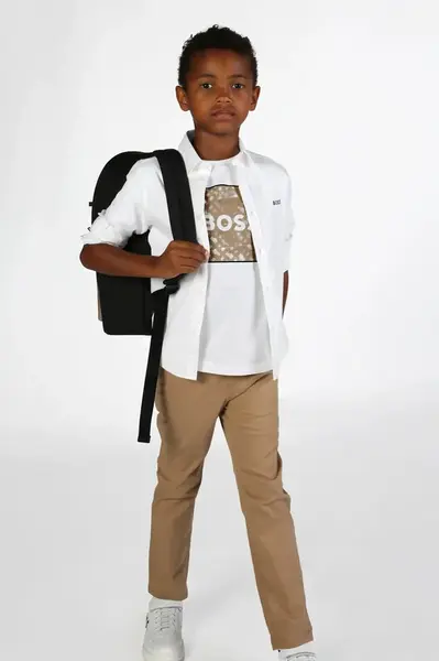 Dětská bavlněná košile BOSS bílá barva, J52675