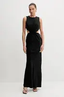 Šaty Bardot černá barva, maxi, 59915DB