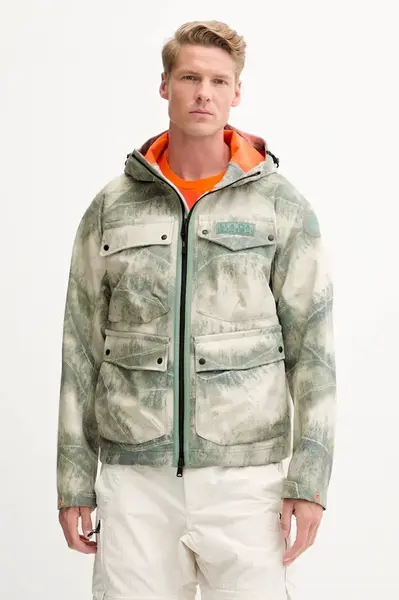 Bunda Napapijri A-Rivalto Ao zelená barva, přechodná, NP0A4IMRFCP1