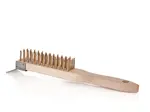 GEKO Kartáč ocelový, pomosazený, 4 řady, dřevěný, s ocelovou škrabkou