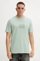 Bavlněné tričko HUGO pánské, zelená barva, s potiskem, 50546867