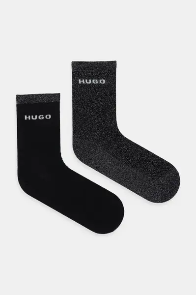 Ponožky HUGO 2P QS SHINY PIQ CC W 2-pack černá barva, 50546406