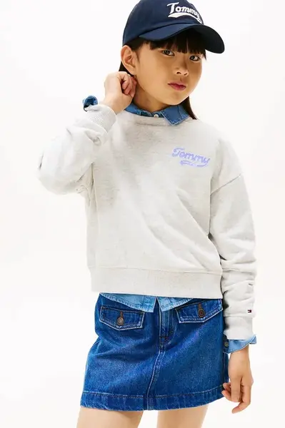 Dětská mikina Tommy Hilfiger šedá barva, KG0KG08779