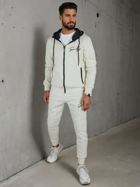 Pánský ecru teplákový komplet Dstreet