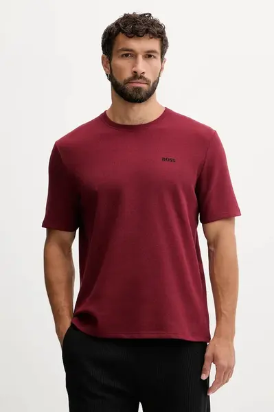 Tričko BOSS Waffle T-Shirt modrá barva, s aplikací, 50535891