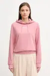 Bavlněná mikina Tommy Jeans dámská, růžová barva, s kapucí, s potiskem, DW0DW20943