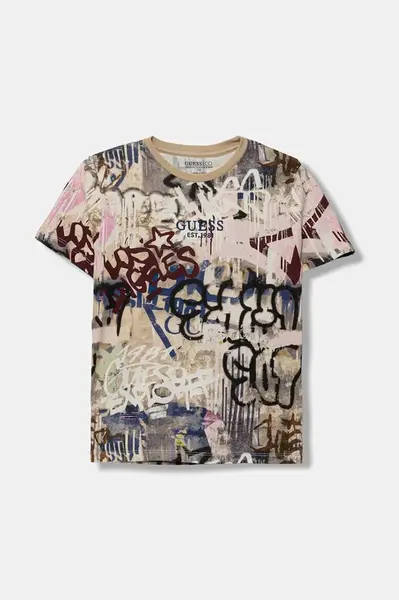 Dětské bavlněné tričko Guess modrá barva, L5YI19 K8HM4