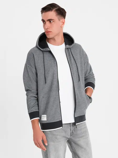 Ombre Men's softly structured hooded sweatshirt - black