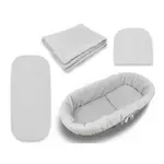 Baby Nellys Mušelínová sada do hluboké korby kočárku 4v1 Nature - šedá