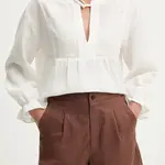 Lněné kraťasy Answear.LAB dámské, hnědá barva, high waist