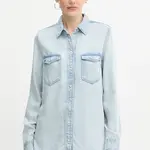 Košile Guess WESTERN dámská, modrá barva, regular, s klasickým límcem, W5YH33 D4N61