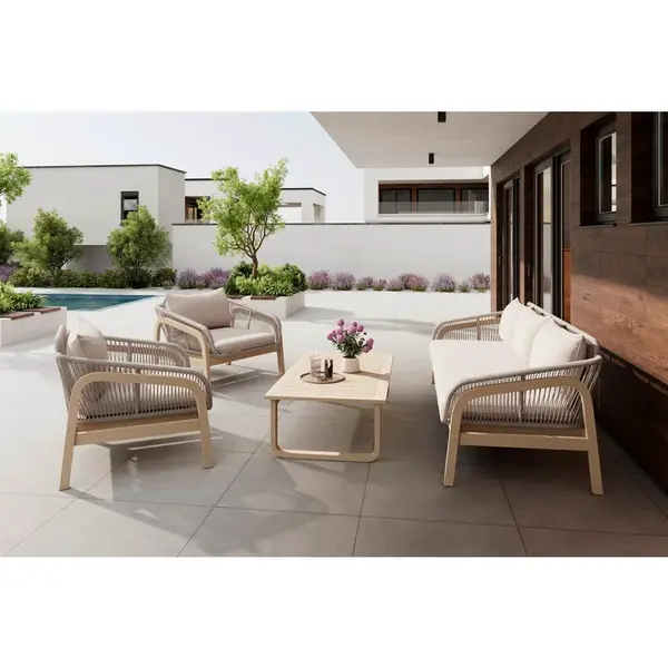 Ambia Garden ZAHRADNÍ SEDACÍ SOUPRAVA 4dílné, dřevo, kov, textil