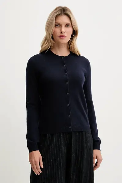 Kardigan s příměsí vlny United Colors of Benetton tmavomodrá barva, 102HD502B