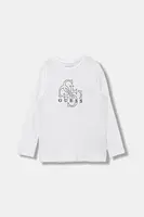 Dětské bavlněné tričko s dlouhým rukávem Guess bílá barva, L5BI39 I3Z14