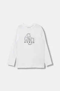 Dětské bavlněné tričko s dlouhým rukávem Guess