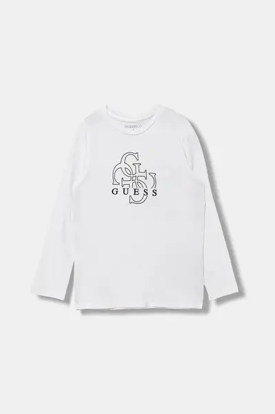 Dětské bavlněné tričko s dlouhým rukávem Guess