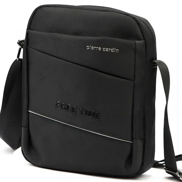 Moderní pánská textilní crossbody taška Pierre Cardin Levon, černá