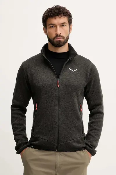 Outdoorová mikina Salewa Puez Rocca pánská, zelená barva, melanžová, 00.0000029126