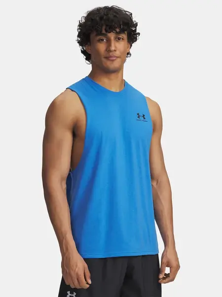 Men's Under Armour UA LEFT CHEST CUT OFF TANK-BLU - Men's Tank Top