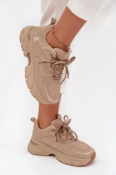 Boto Dámske športové tenisky s dvojitým šnurovaním béžové Annelie