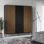 Šatní skříň Meorati Barva korpusu: Černá/ Dub artisan