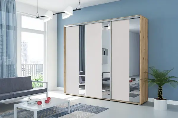 Šatní skříň Ska A29 XL Barva korpusu: Dub - Craft zlatý, Rozměry: 250 cm, Dveře: Bílé