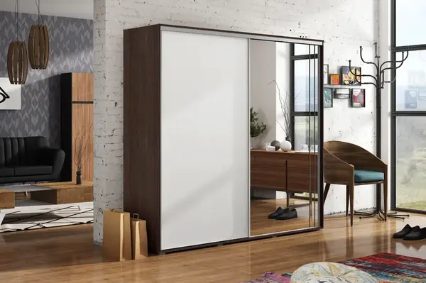 Šatní skříň Ska A20 XL Barva korpusu: Čokoláda, Rozměry: 100 cm, Dveře: Bílé