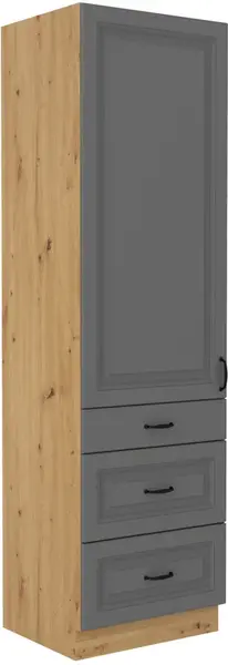 Vysoká potravinová skříňka Stilo 60 DKS-210 3S 1F - Premium Box Barva korpusu: Dub artisan, Barva dvířek: Dust Grey