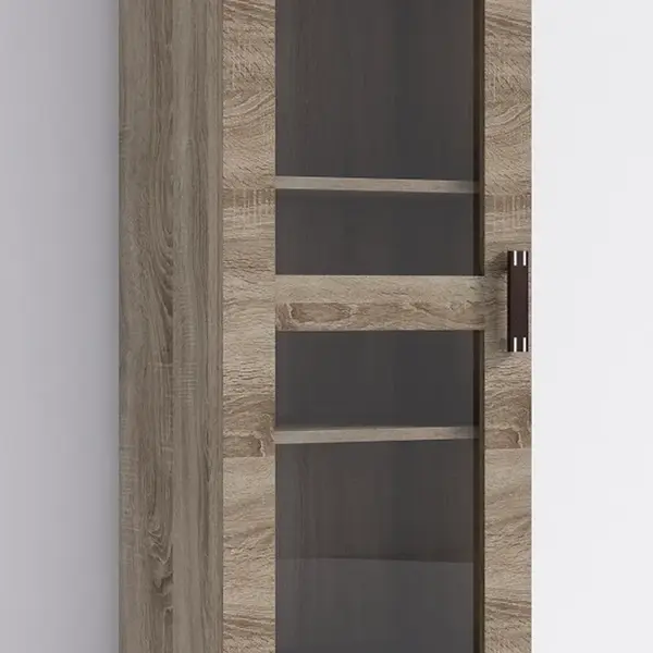 Vitrína P7 - prosklená dvířka Barva korpusu: Lancelot, Lišta: Lancelot, Barva dvířek: Dub - sonoma