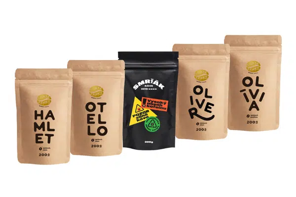 Káva Zlaté Zrnko - Spoznaj 5 káv na veľmi horké espresso 1000g (Hamlet, Otello, Smrťák, Oliver, Olívia)