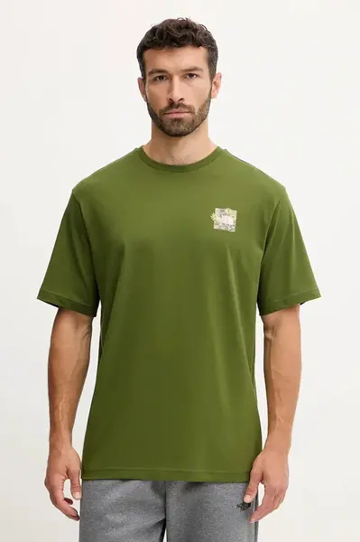 Bavlněné tričko The North Face Connected Relaxed pánské, zelená barva, s potiskem, NF0A8EGWBRI1